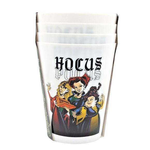 Disney's Hocus Pocus 4 Pack 16 OZ Plastic Cups Halloween Sanderson Sisters - Picture 6 of 6